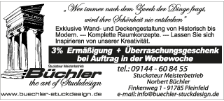 Angebot B&uuml;chler StuckDesign mit Link zur Homepage