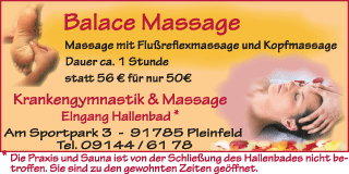Angebot Massage, Sauna im Hallenbad