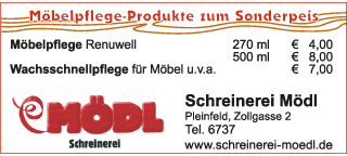 Angebot Schreinerei M&ouml;dl mit Link zur Homepage